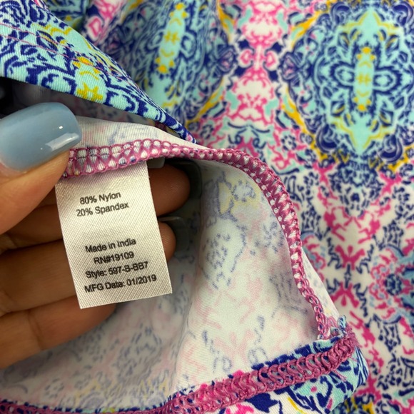 Cabana Life Keyhole Halter Shift Coverup Dress UPF Geometric Cooling Pink A-line - Picture 4 of 9